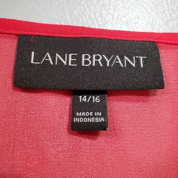 Lane Bryant Womens Blouse Top V Neck Kimono Sleeve Floral Print Red Blue 14/16. - Picture 7 of 15